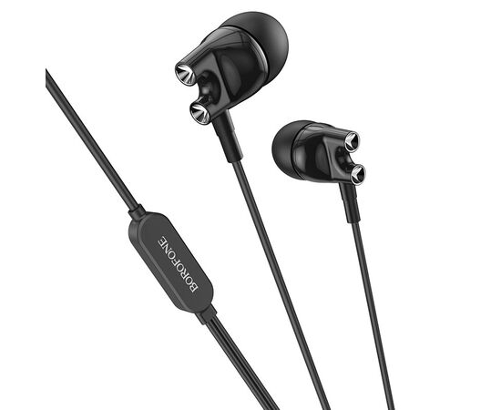  Наушники внутриканальные Borofone BM72 Majestic, пластик, микрофон, кнопка ответа, 1.2 м, цвет: чёрный (1/1000) 